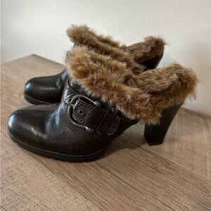 B.O.C Cozy Brown Fur-Lined Women's Heels